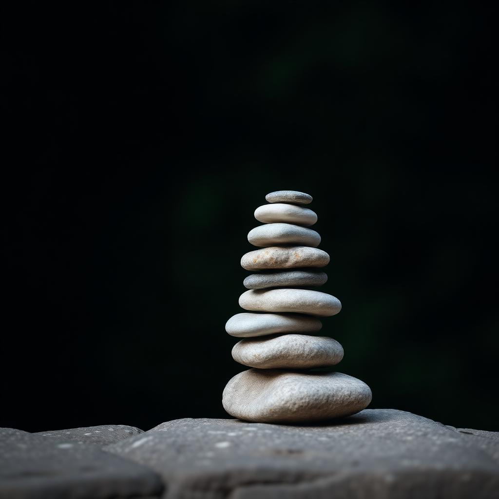 Stacked river stones